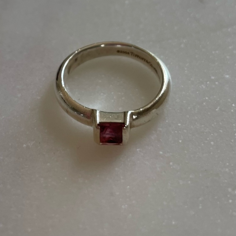Tiffany & Co. Silver Pink Tourmaline Stacking Ring